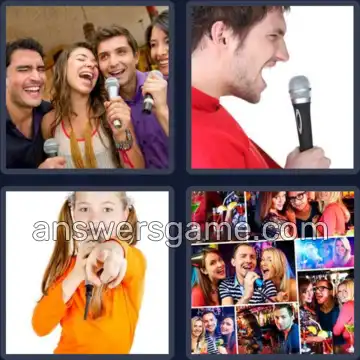 4 Immagini 1 Parola 7 lettere KARAOKE