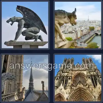 4 Immagini 1 Parola 8 lettere GARGOYLE