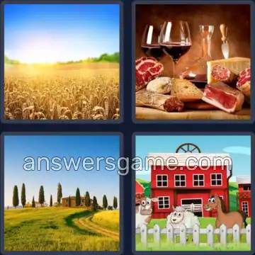 4 Immagini 1 Parola 8 lettere FATTORIA