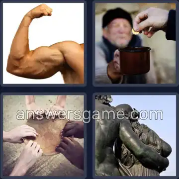 4 Plaatjes 1 Woord 3 letters ARM