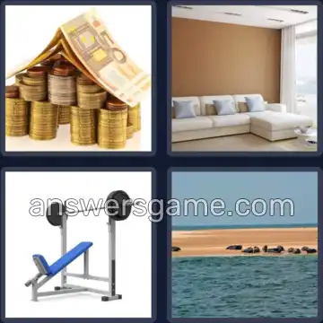 4 Plaatjes 1 Woord 4 letters BANK