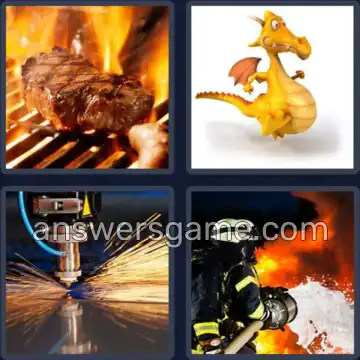 4 Plaatjes 1 Woord 4 letters VUUR