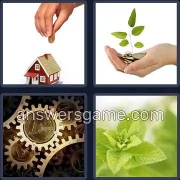 4 Plaatjes 1 Woord 4 letters MUNT