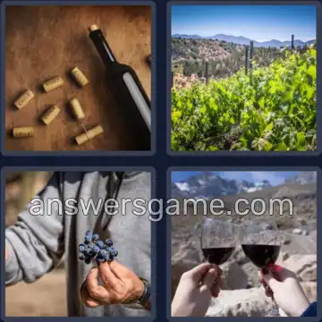 4 Plaatjes 1 Woord 4 letters WIJN