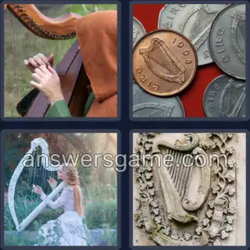 4 Plaatjes 1 Woord 4 letters HARP