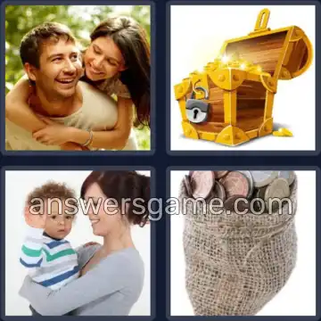 4 Plaatjes 1 Woord 5 letters SCHAT