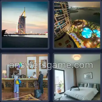 4 Plaatjes 1 Woord 5 letters HOTEL