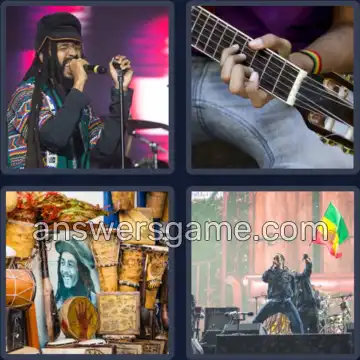 4 Plaatjes 1 Woord 6 letters REGGAE