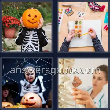 4 Plaatjes 1 Woord 6 letters SKELET