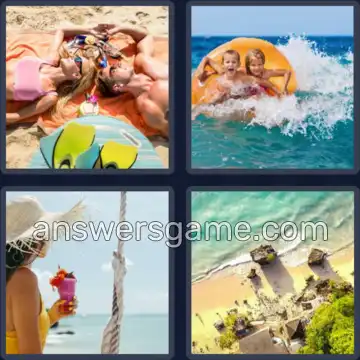 4 Plaatjes 1 Woord 6 letters STRAND