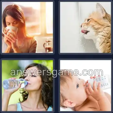 4 Plaatjes 1 Woord 7 letters DRINKEN