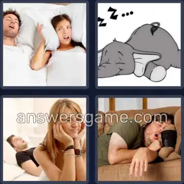 4 Plaatjes 1 Woord 7 letters SNURKEN