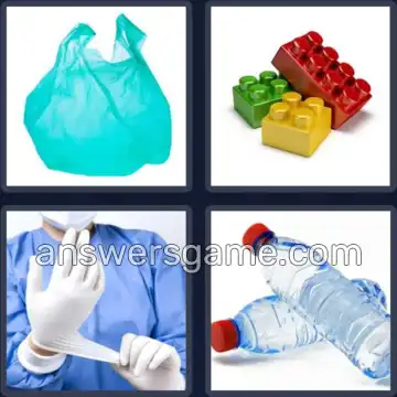 4 Plaatjes 1 Woord 7 letters PLASTIC