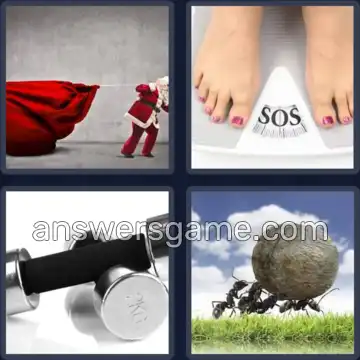 4 Plaatjes 1 Woord 7 letters GEWICHT