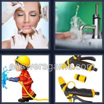 4 Plaatjes 1 Woord 7 letters SPUITEN