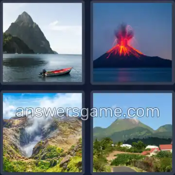 4 Plaatjes 1 Woord 7 letters VULKAAN