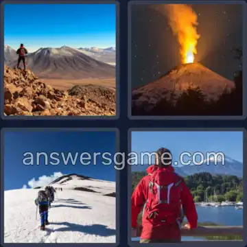 4 Plaatjes 1 Woord 7 letters VULKAAN