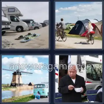 4 Plaatjes 1 Woord 7 letters CAMPING