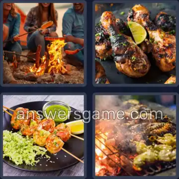 4 Plaatjes 1 Woord 7 letters GRILLEN