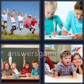 4 Plaatjes 1 Woord 8 letters KINDEREN