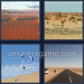 4 Plaatjes 1 Woord 8 letters WOESTIJN