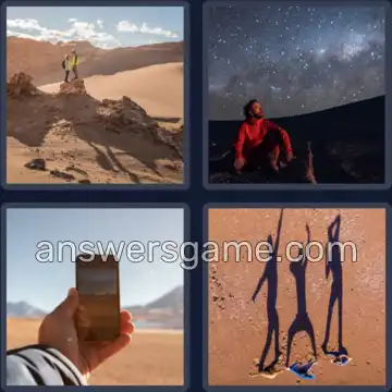 4 Plaatjes 1 Woord 8 letters WOESTIJN