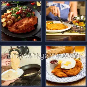 4 Plaatjes 1 Woord 9 letters SCHNITZEL