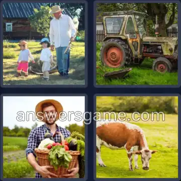 4 Plaatjes 1 Woord 9 letters BOERDERIJ