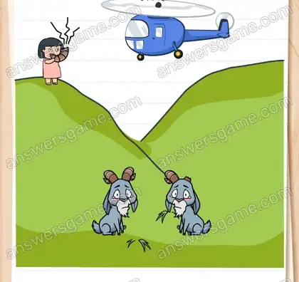 C'est un hélicoptère, mais le pilote n’entend pas Patty. Brain Test 2 Niveau 14 solution