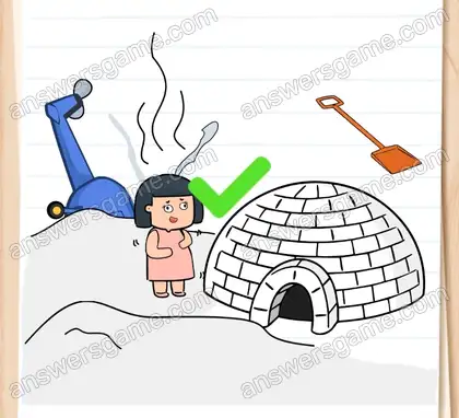 L’hélicoptère s’est écrasé dans la montagne ! Patty est gelée. Brain Test 2 Niveau 15 solution