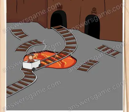 Utilisez le chariot de mine pour atteindre le trésor. Brain Test 2 Niveau 18 solution