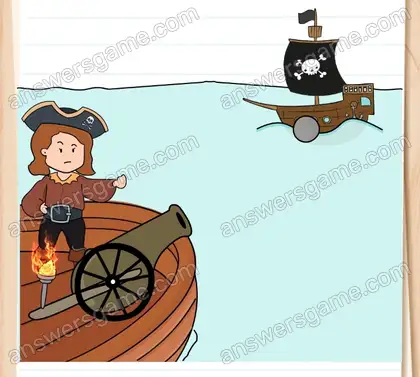 Un bateau pirate ! Arrêtez-les. Brain Test 2 Niveau 4 solution