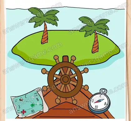 Ils doivent utiliser la carte pour trouver l’île. Brain Test 2 Niveau 8 solution