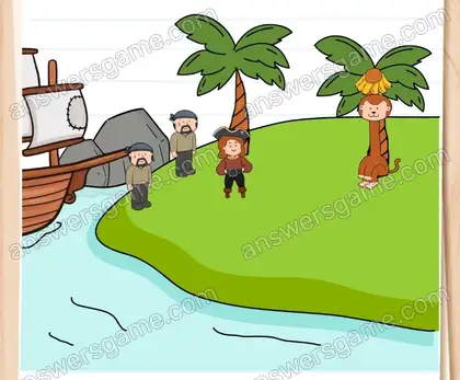 Ils ont trouvé l’île au trésor ! Avant tout, ils ont besoin de boire. Brain Test 2 Niveau 9 solution