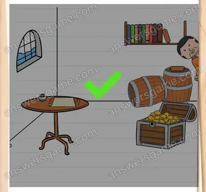 Victor doit voler le coffre au trésor de capitaine Joséphine. Brain Test 2 Niveau 14 solution