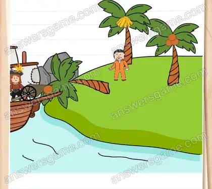 Protégez Victor des coups de canon de Joséphine. Brain Test 2 Niveau 15 solution