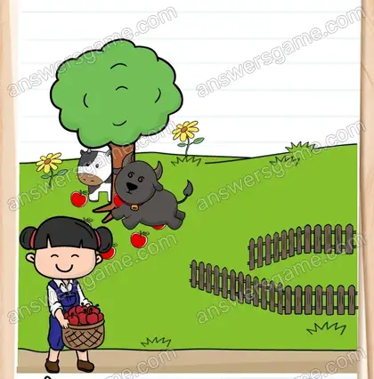 Sie braucht etwas Hilfe beim Einsammeln der Äpfel. Brain Test 2 Level 11 Lösungen