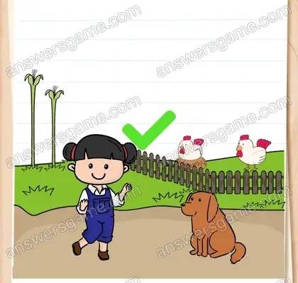 Die Hühner und der Hund sind hungrig. Brain Test 2 Level 2 Lösungen