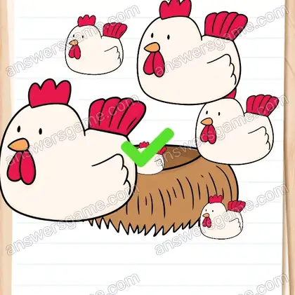 Finde alle Hühner. Brain Test 2 Level 3 Lösungen