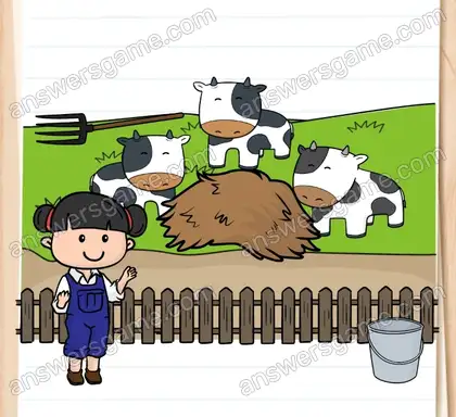 Es gibt nicht genug Futter für alle Kühe. Brain Test 2 Level 5 Lösungen