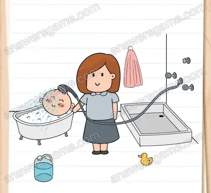 Das Wasser ist zu heiß. Bitte hilf Margrit. Brain Test 2 Level 12 Lösungen