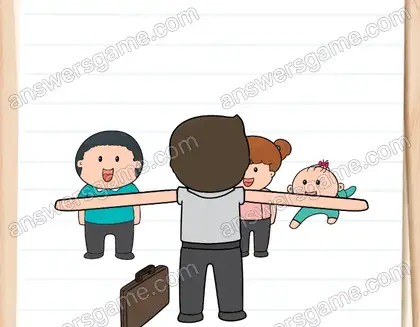 Johann ist von der Arbeit zurück. Zeit für eine Umarmung. Brain Test 2 Level 14 Lösungen