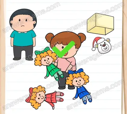 Leon hat sich für seine Niederlage gerächt, indem er Mias Puppen durcheinandergebracht hat. Brain Test 2 Level 8 Lösungen