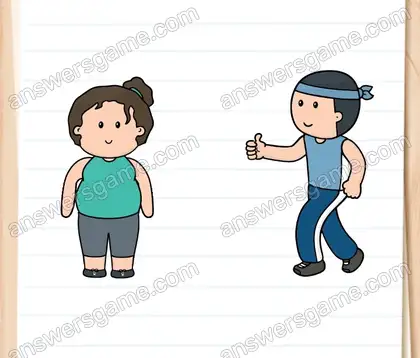 Elle doit suivre les instructions de son coach. Brain Test 2 Niveau 14 solution