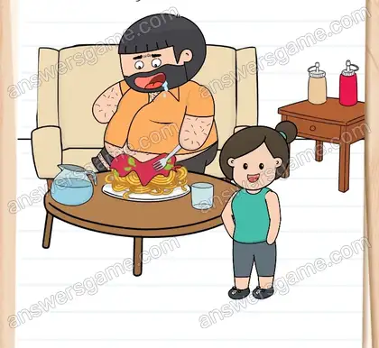 Tanguy est fâché parce qu'il n’y a pas de sauce. Brain Test 2 Niveau 17 solution