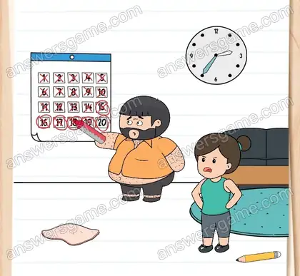 Empêchez Tanguy de procrastiner. Brain Test 2 Niveau 2 solution