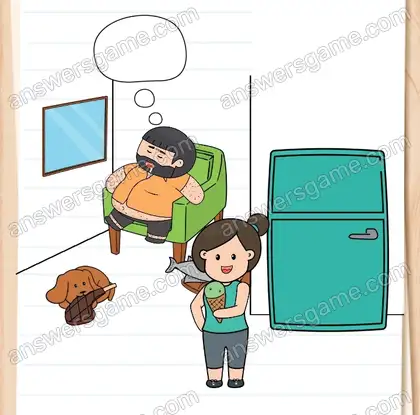 Ne laissez pas Tanguy rêver de nourriture. Brain Test 2 Niveau 5 solution