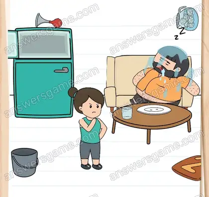 Tanguy est en hypoglycémie réactionnelle après cet énorme beignet. Réveillez-le. Brain Test 2 Niveau 7 solution