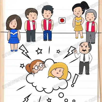 Le plan de Quentin a échoué. Empêchez-les de se battre. Brain Test 2 Niveau 18 solution