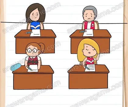 Océane n’arrive pas à se concentrer. Aidez-la à voler le devoir de Camille. Brain Test 2 Niveau 9 solution